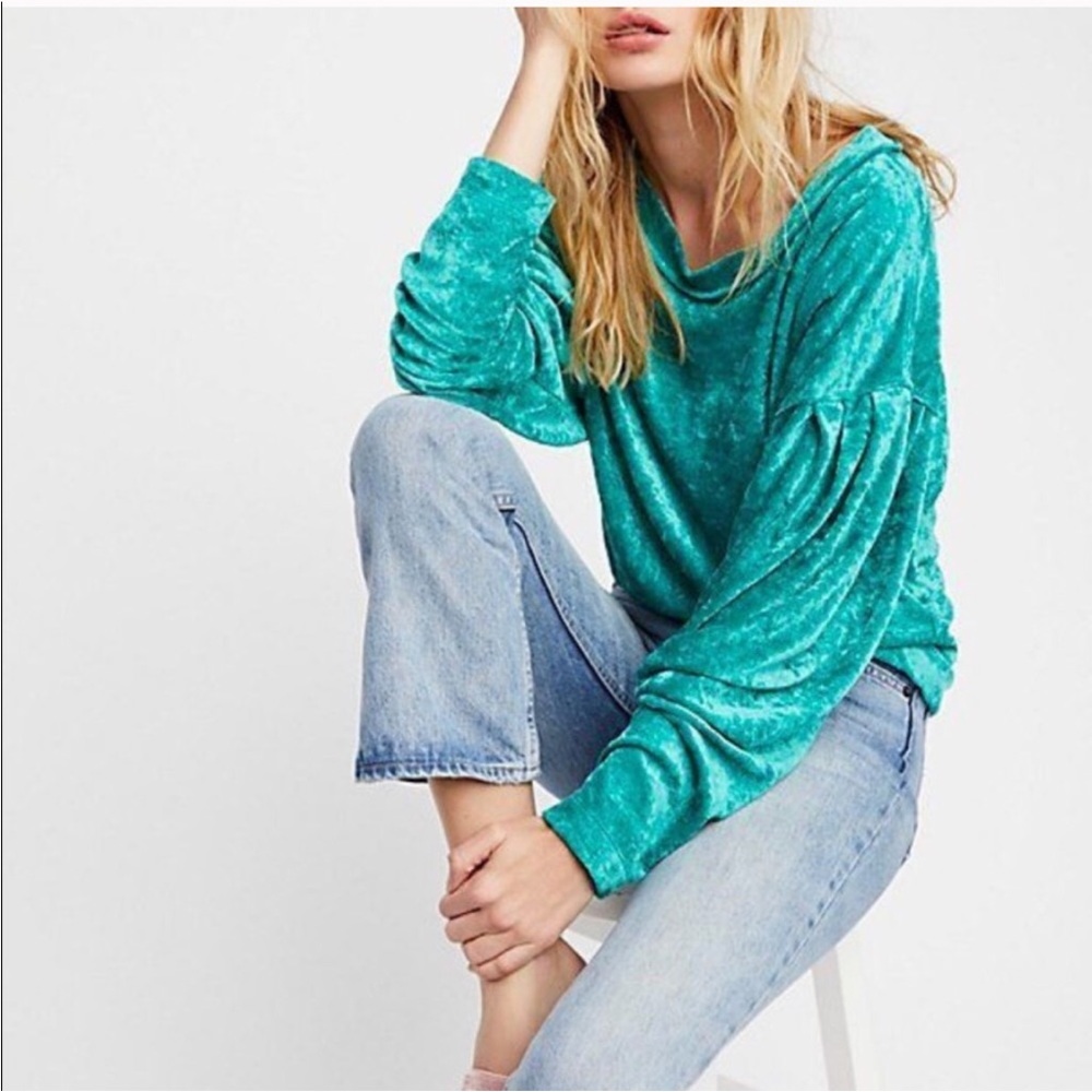 Free People Velvet Sea Green Top